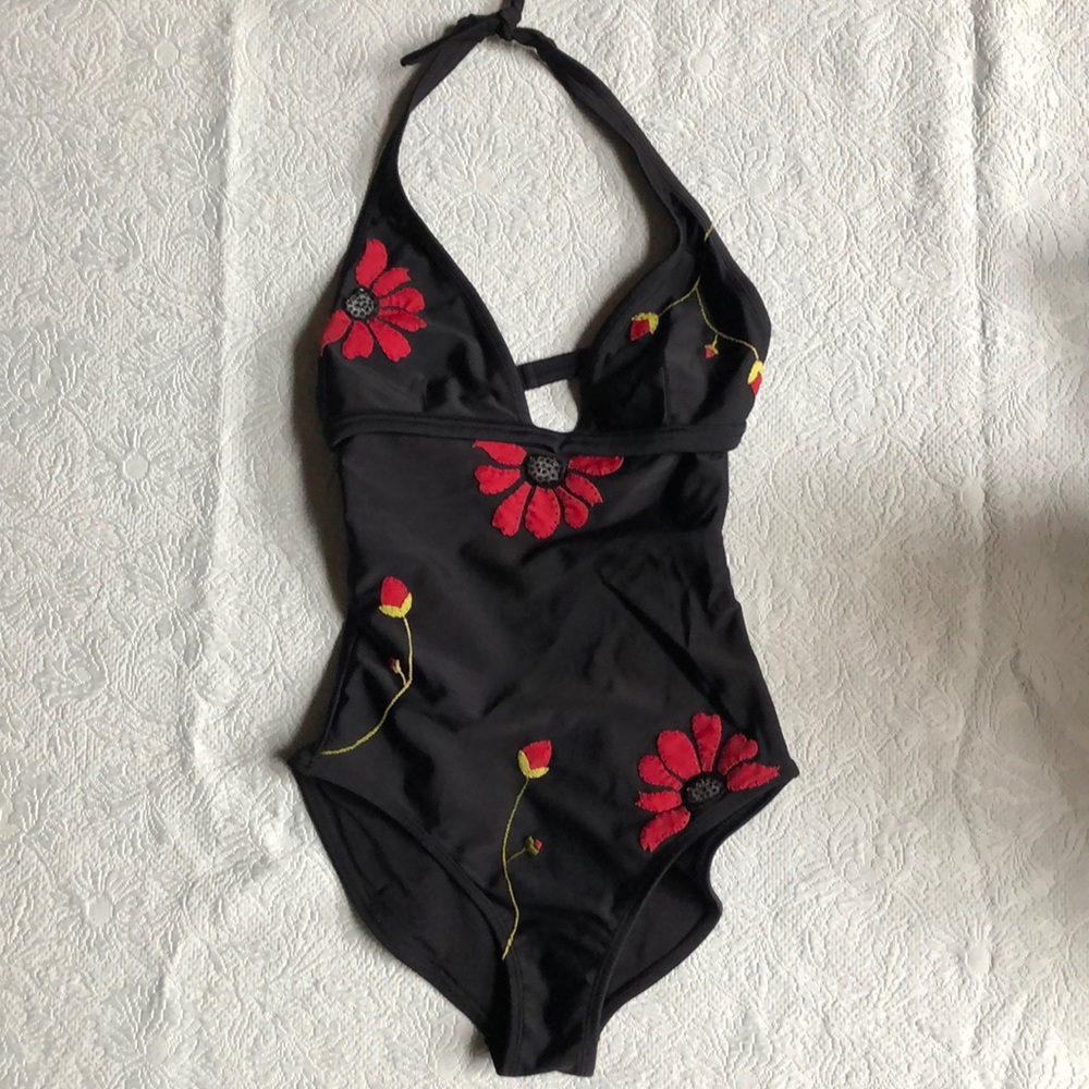 Cute One Piece Swimsuit with Flowers Worn Once!!
